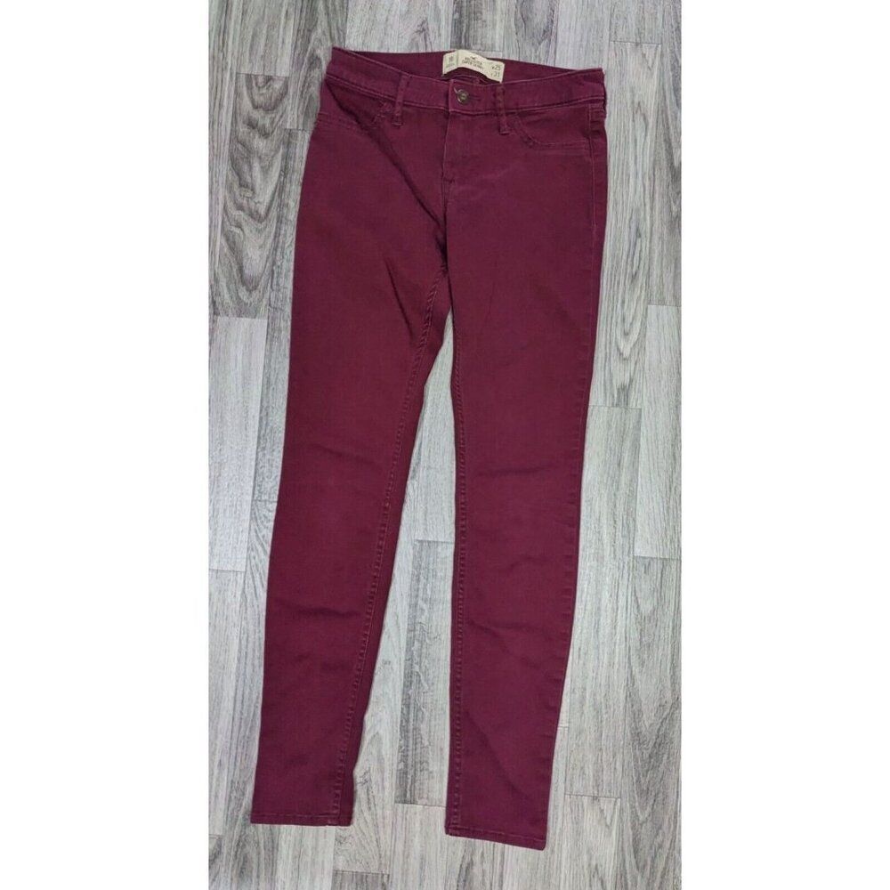 (3/$35) Hollister Juniors Size 1 R Super Skinny Embroidered Red Denim Jeans
